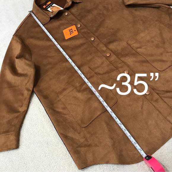 Faux Suede Shacket (Shirt Jacket) Oversized Brown Pit to Pit 27” XXL - Picture 8 of 13